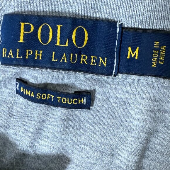 POLO Ralph Lauren Gray Polo Short Sleeve Shirt, Sz Medium, Pima Soft Touch - Picture 2 of 6